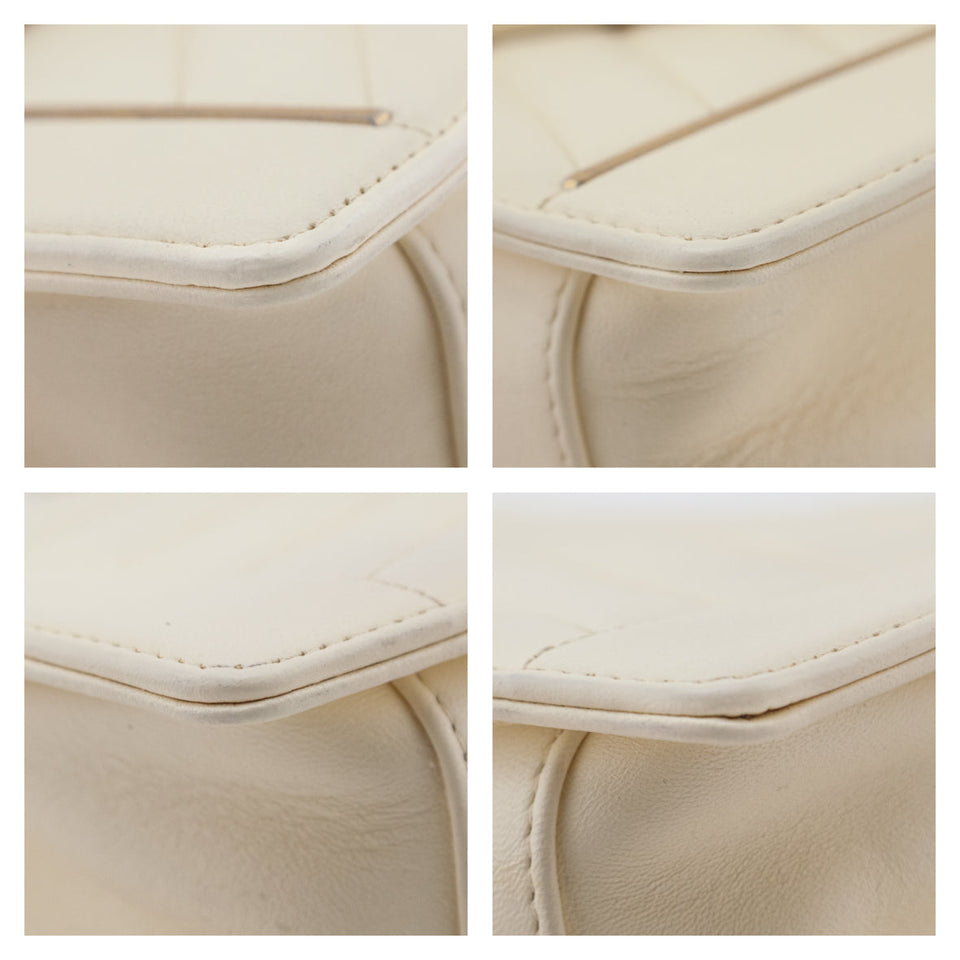 Chanel Ivory Lambskin Reversed Chevron Quilted Flap Bag