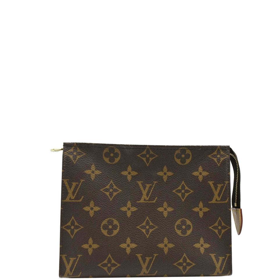 Louis Vuitton Toiletry 19 Pouch Monogram Canvas Clutch Brown