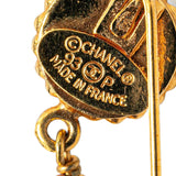 Chanel Gold Plated Clover Motif Faux Pearl Brooch 93P