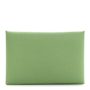 Hermes Epsom Calvi Card Case Vert Criquet