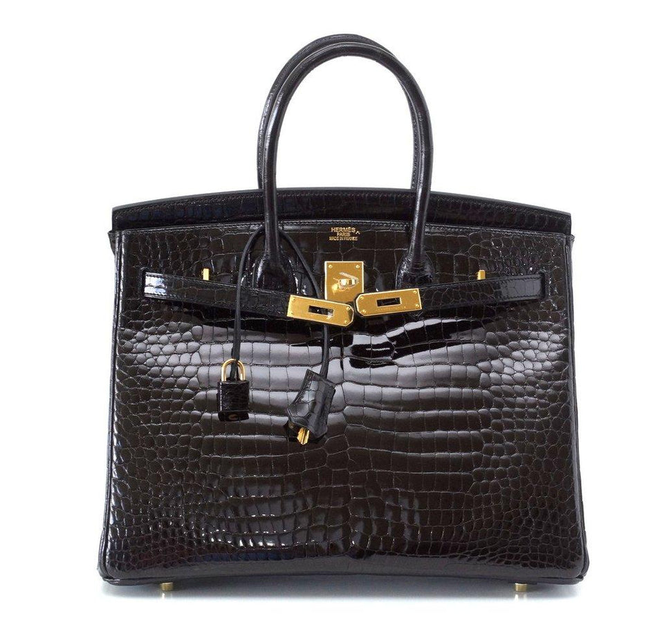 HermesBirkin 35 Porosus Crocodile Noir GHW Bag
