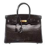 HermesBirkin 35 Porosus Crocodile Noir GHW Bag