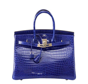 HermesPorosus Crocodile Birkin 35 Bleu Electrique Bag