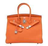 HermesBirkin 35 H Orange Togo Bag