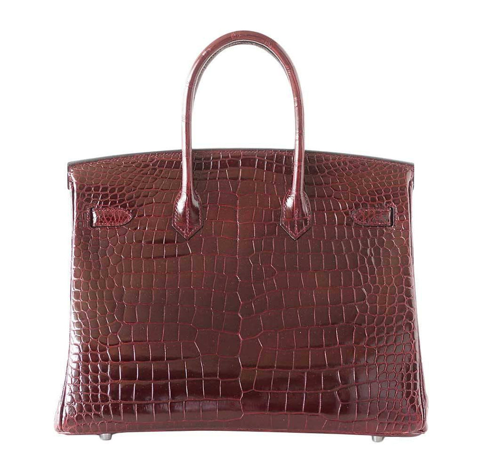 HermesBirkin 35 Bordeaux Porosus Crocodile Bag