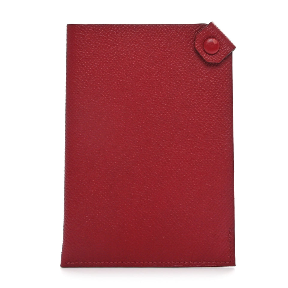 Hermes Epsom Tarmac PM Passport Holder Rouge Grenat