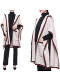 Luxury Burberry Logo Wool Cashmere Cape Ivory