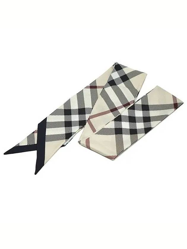 Luxury Burberry Skinny Check Silk Scarf Stone