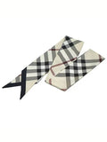 Luxury Burberry Skinny Check Silk Scarf Stone