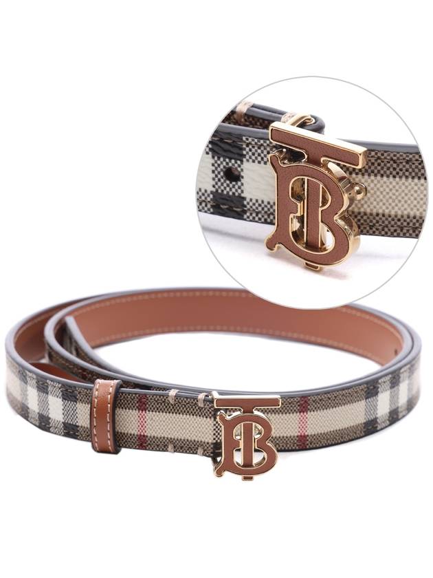 Luxury Burberry Logo Check Leather Belt Archive Beige Briar Brown