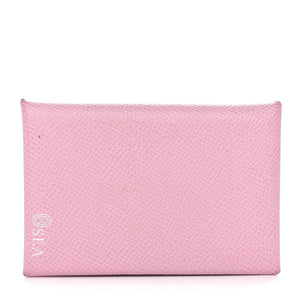 Hermes Epsom Horseshoe Calvi Card Case Mauve Sylvestre Craie