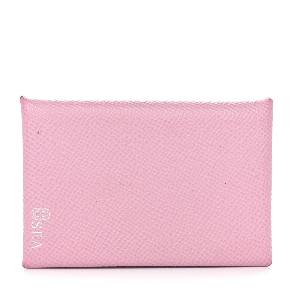 Hermes Epsom Horseshoe Calvi Card Case Mauve Sylvestre Craie