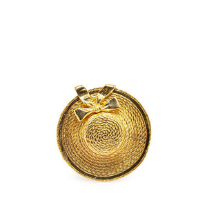 Chanel Gold Plated Straw Hat Ribbon Brooch