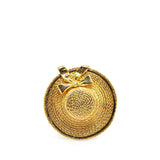Chanel Gold Plated Straw Hat Ribbon Brooch