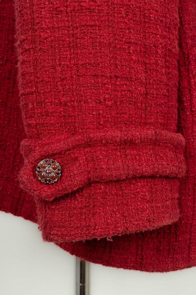 Chanel Red Tweed Jacket – Cotton & Silk Lining | Bags Junction