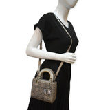 Christian Dior Mini Lady Dior Crystal Embellished Satin Shoulder Bag Gray