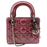Christian Dior Mini Lady Dior Pearlescent Cannage Lambskin Shoulder Bag Pink