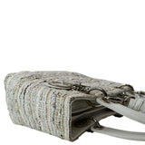 Christian Dior Medium Lady Dior Tweed Leather Shoulder Bag White
