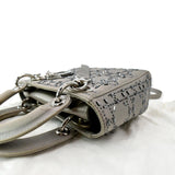 Christian Dior Mini Lady Dior Crystal Embellished Satin Shoulder Bag Gray