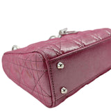 Christian Dior Mini Lady Dior Pearlescent Cannage Lambskin Shoulder Bag Pink