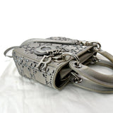 Christian Dior Mini Lady Dior Crystal Embellished Satin Shoulder Bag Gray