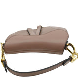 Christian Dior Saddle Calfskin Leather Satchel Bag Rose Taupe