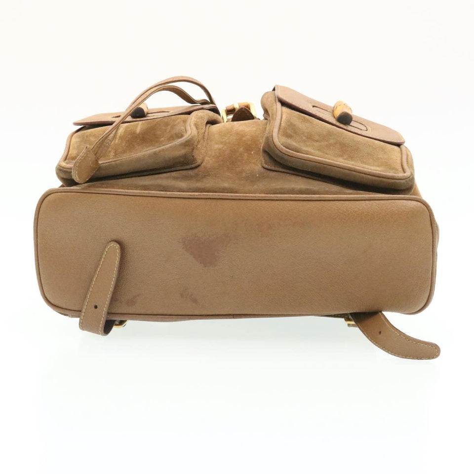 Gucci Bamboo Backpack Suede Brown ds086