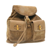 Gucci Bamboo Backpack Suede Brown ds086