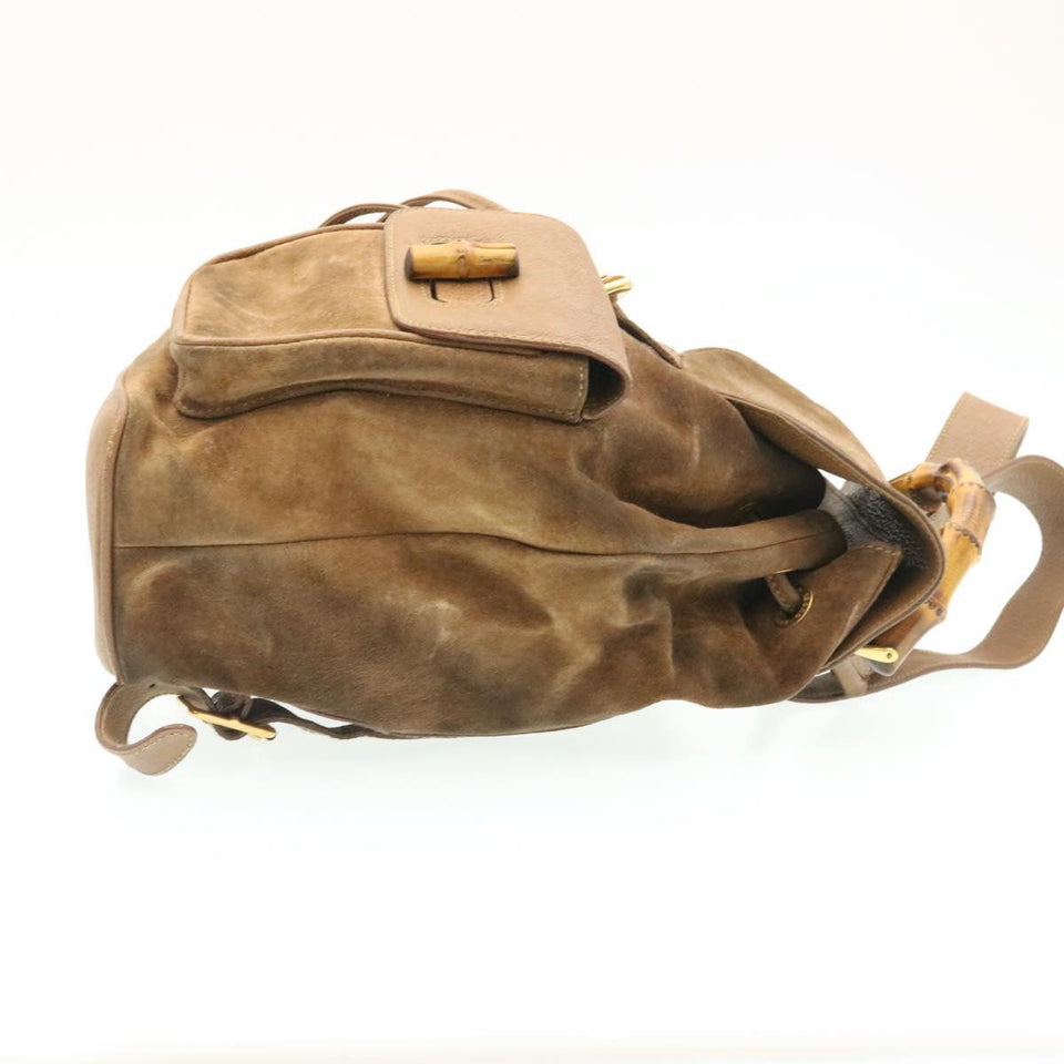 Gucci Bamboo Backpack Suede Brown ds086