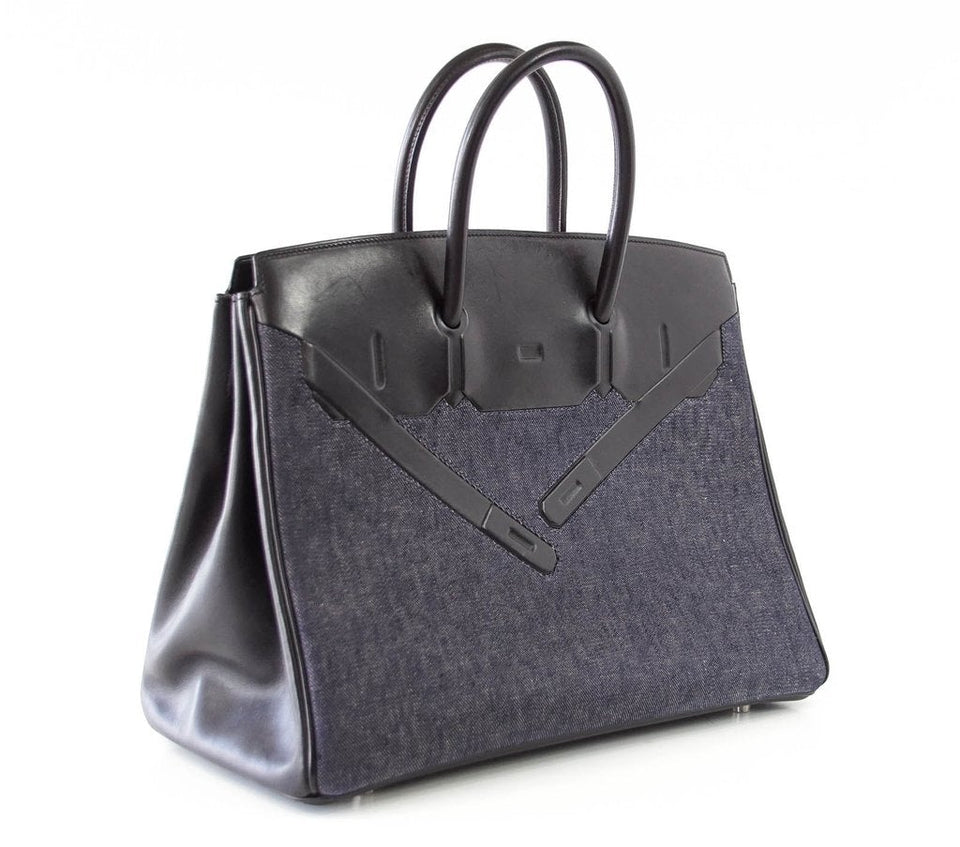 HermesBirkin 35 Limited Edition Denim Shadow Bag