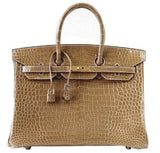 HermesBirkin 35 Ficelle Porosus Crocodile Bag GHW