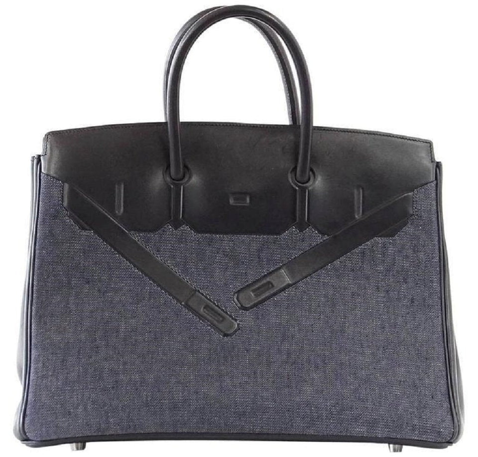 HermesBirkin 35 Limited Edition Denim Shadow Bag