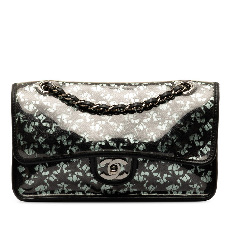 Chanel Coco Mark Black Lace Star Lace Calfskin and Vinyl Shoulder Bag