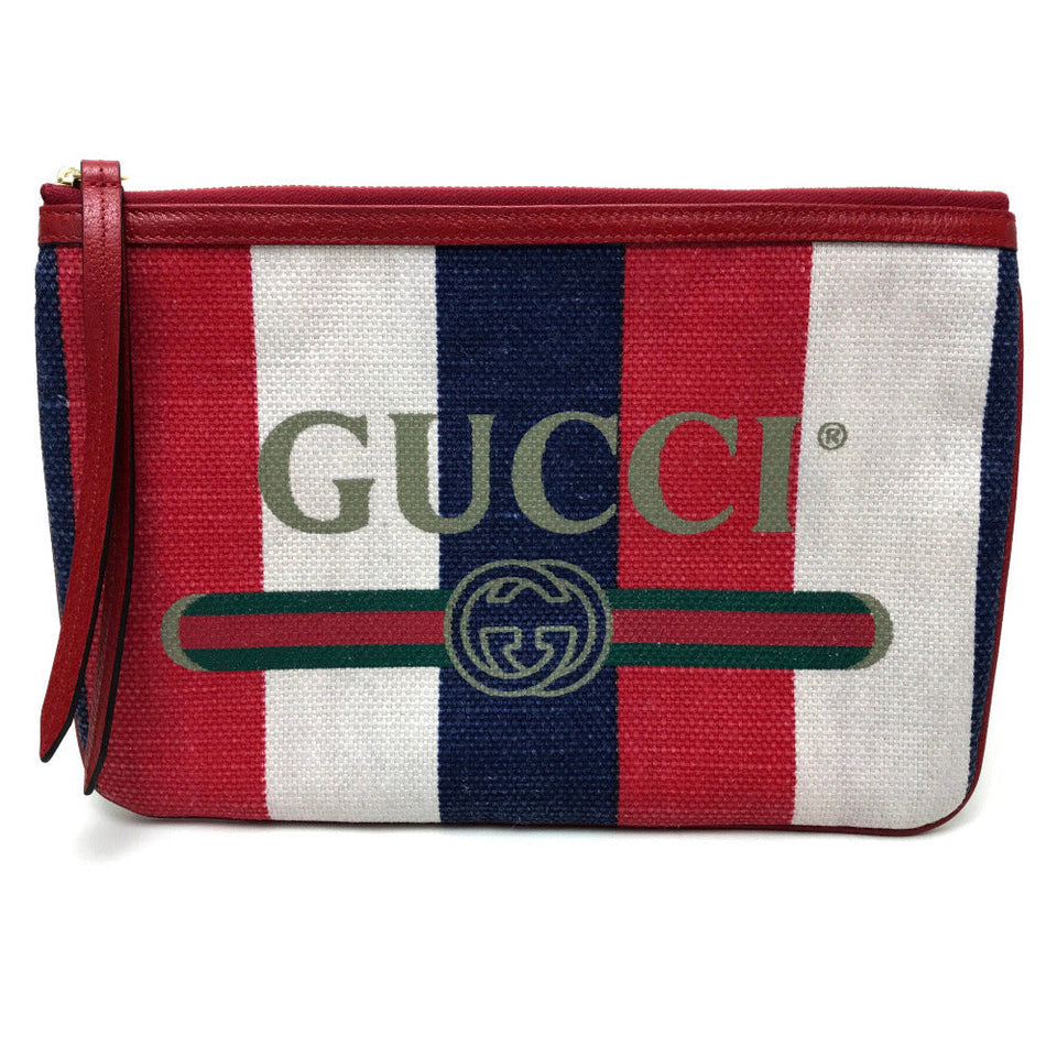 Gucci Clutch bag 524788 Canvas / leather Red Men's Women Baia de la Silvi stripes unisex(Unisex)
