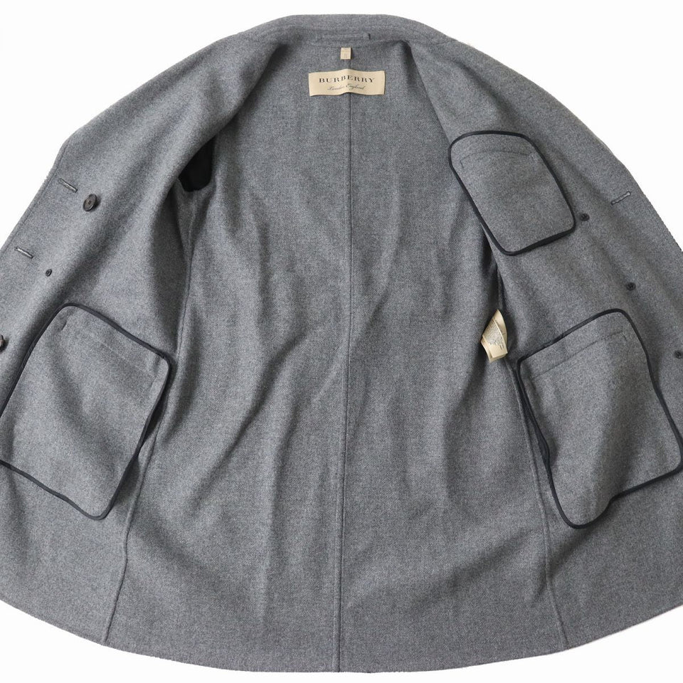 Burberry coat Outer: 95% wool, Outer: 4% cashmere, Outer: 1% other, Lining: 100% viscose (rayon) Gray x multicolor Women 34