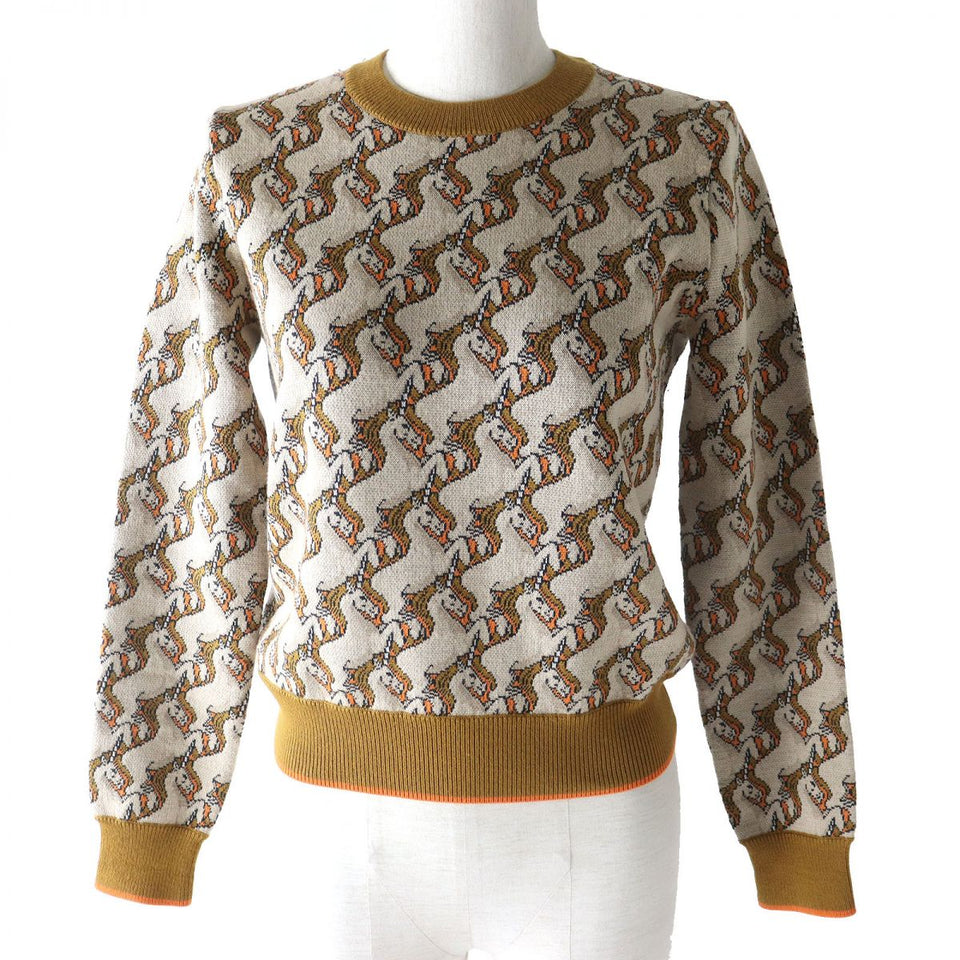 Burberry knit Main: 87% wool, Main: 13% polyester Brown x Beige x Orange type Women XS