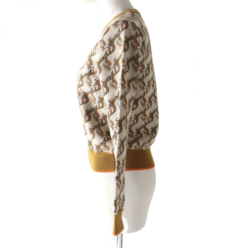 Burberry knit Main: 87% wool, Main: 13% polyester Brown x Beige x Orange type Women XS