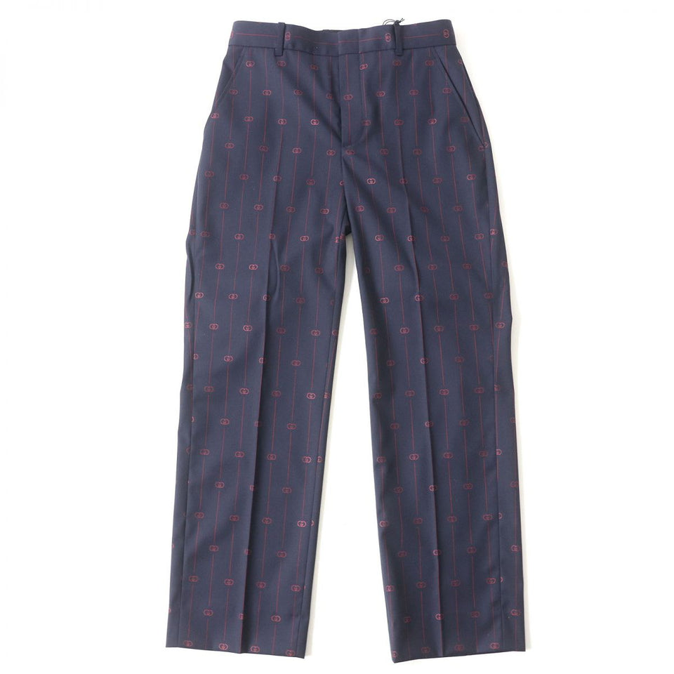 Gucci Pants Main: 99% wool, Main: 1% silk, Part: 100% polyester Navy x red Women 38
