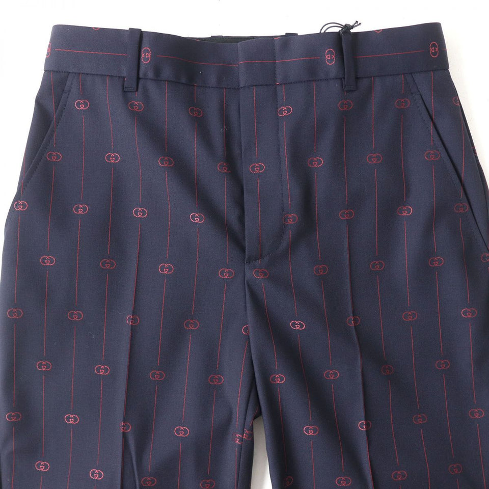 Gucci Pants Main: 99% wool, Main: 1% silk, Part: 100% polyester Navy x red Women 38