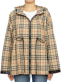 Luxury Burberry WoMen's Back-tone Check Zip-up Hooded Jacket Beige