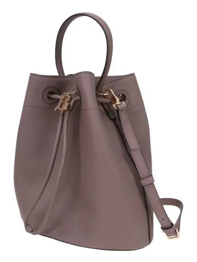 Luxury Burberry WoMen's Grainy Leather Small TB Bucket Bag Light Saddle Brown