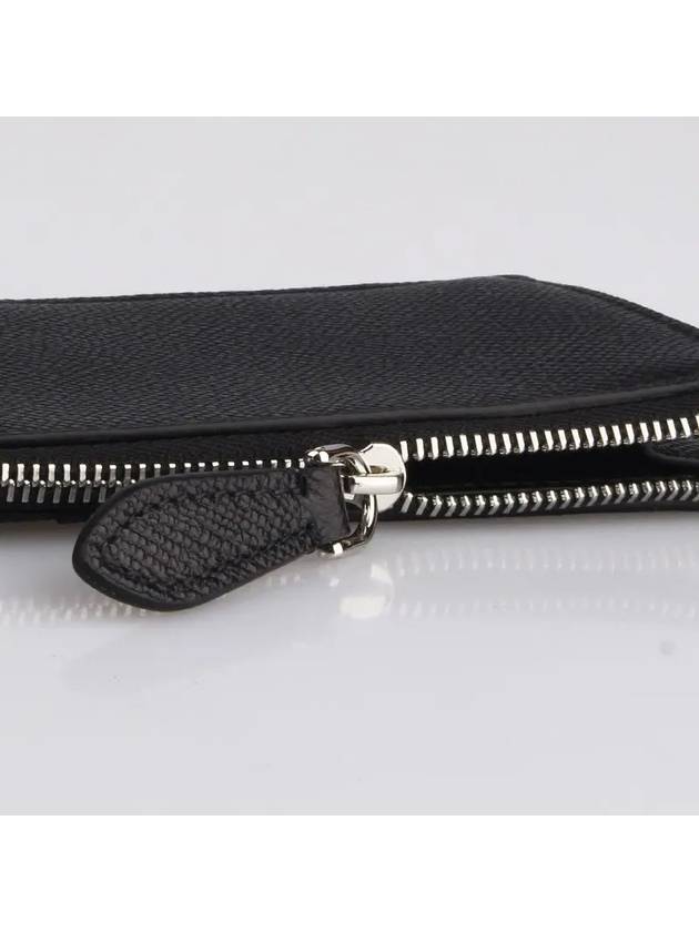 Luxury Burberry TB Logo Zipper Calfskin Card Wallet Black