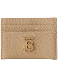 Luxury Burberry TB Grainy Leather Card Wallet Haute Beige