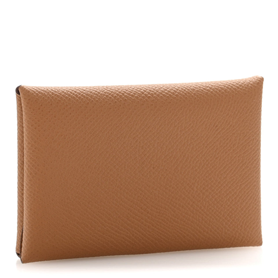 Hermes Epsom Calvi Duo Card Case Gold