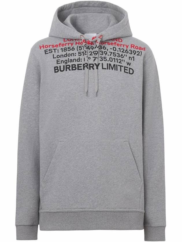 Luxury Burberry Location Cotton Hoodie Grey