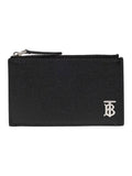 Luxury Burberry TB Logo Zipper Calfskin Card Wallet Black