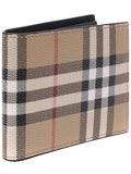 Luxury Burberry Men's Vintage Check Pattern Half Wallet Brown