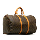 Louis Vuitton Monogram Keepall 50 Boston Bag Travel Bag Brown PVC Leather Louis Vuitton