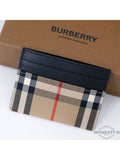 Luxury Burberry Sandon Vintage Check Card Wallet Black