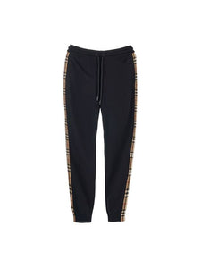 Luxury Burberry Men's Vintage Check Panel JoGGer Track Pants Black